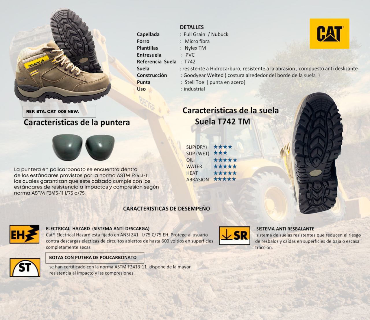 Botas industriales Navegatorr Cat con Puntera